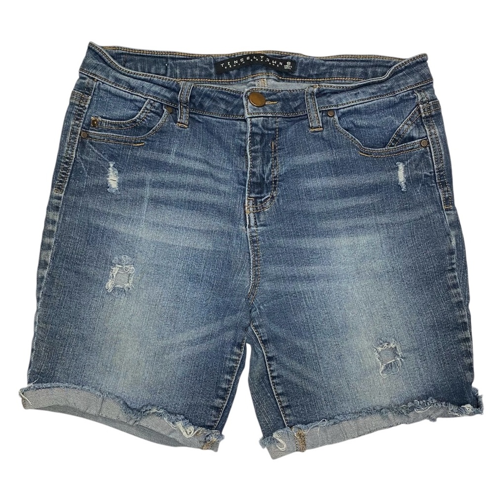 Tinseltown Distressed High Waist Cuffed‎ Denim Shorts Sz 9